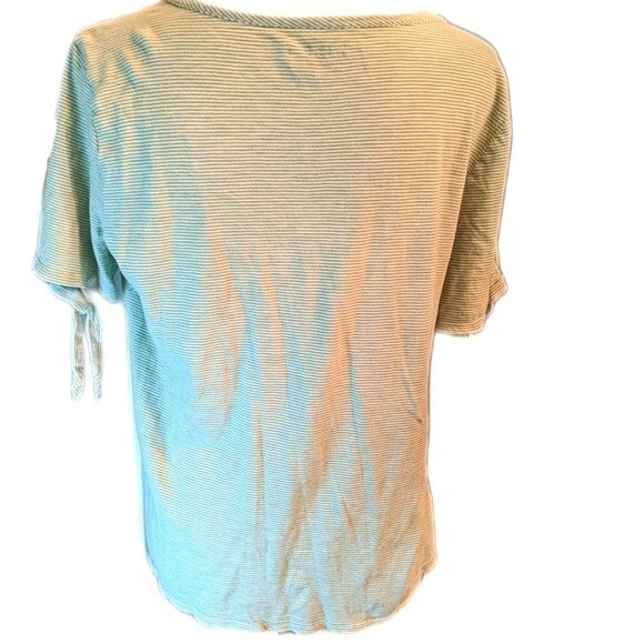 LOFT casual tee t-shirt, green & white stripes, tie short sleeve M - Picture 2 of 6
